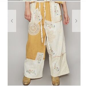 POL Cream And Gold Cotton Pant